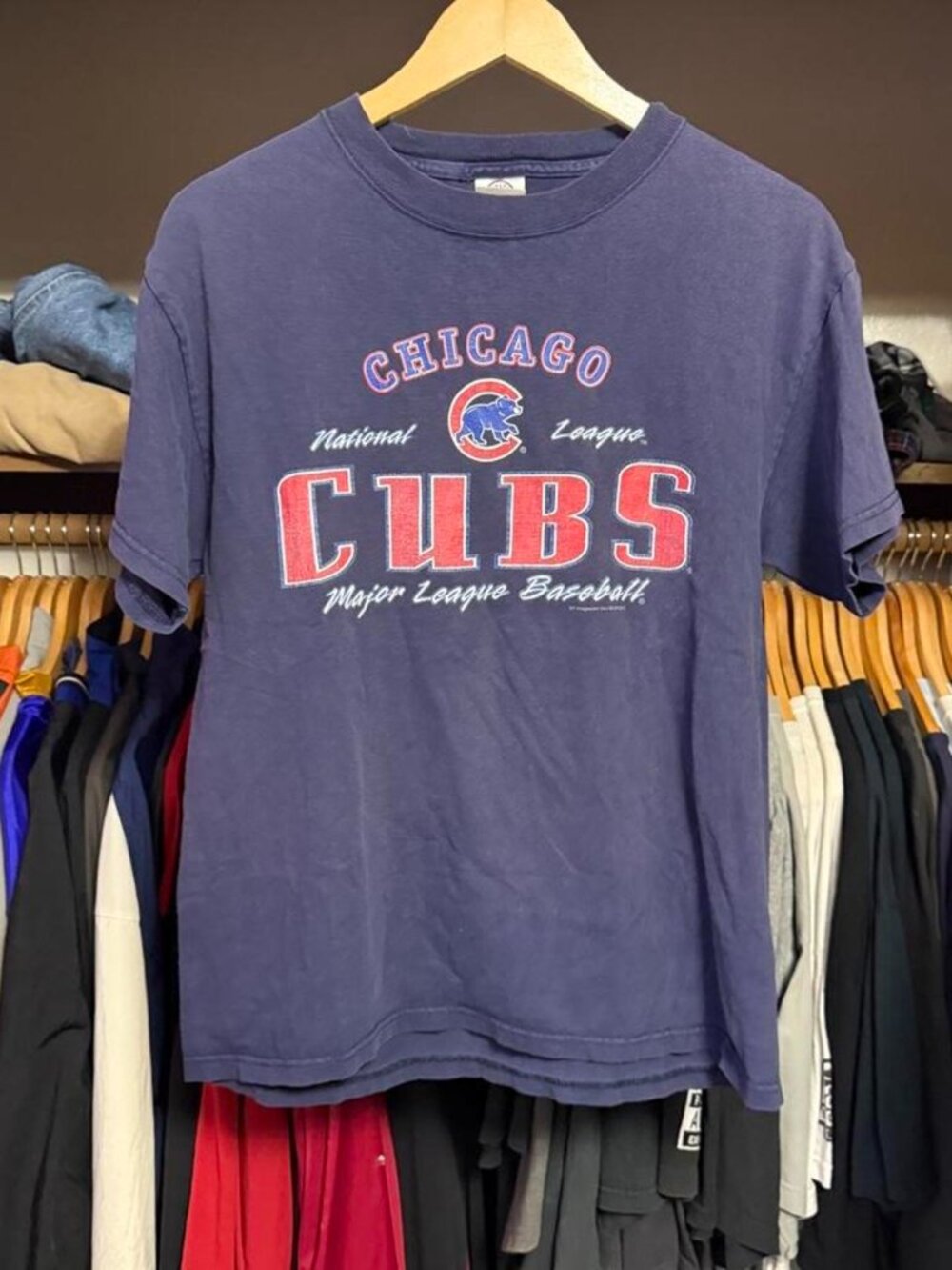 Vintage 2004 CHICAGO CUBS WRIGLEY FIELD T-Shirt Blue Red Size Medium
